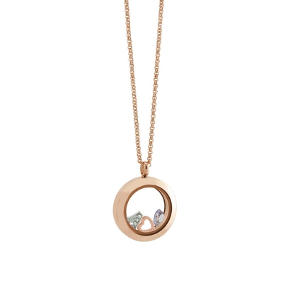 Loisir Stainless Steel Necklace 01L03-00410-FEBRUARY with Precious Stones (Quartz Crystals) and Ion Plated Rose Gold