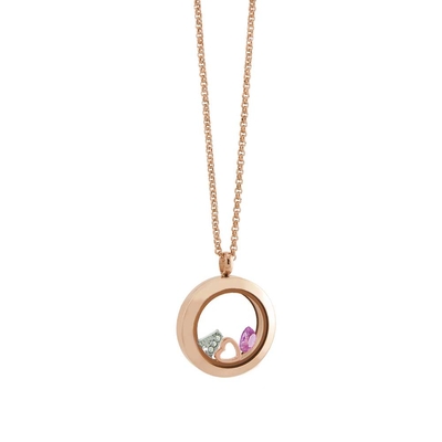 Loisir Stainless Steel Necklace 01L03-00410-JULY with Precious Stones (Quartz Crystals) and Ion Plated Rose Gold