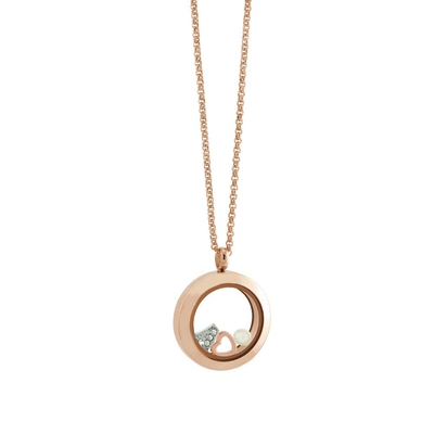 Loisir Stainless Steel Necklace 01L03-00410-JUNE with Precious Stones (Quartz Crystals) and Ion Plated Rose Gold