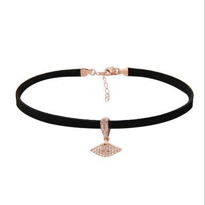 Loisir Sterling Silver Necklace 01L05-01365 Chocker Eye with Rose Gold Plating and Precious Stones (Zirconia)