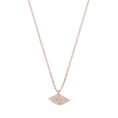 Loisir Sterling Silver Necklace 01L05-01369 Eye with Rose Gold Plating and Precious Stones (Zirconia)