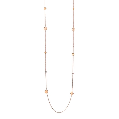 Loisir Stainless Steel Necklace 01L27-00617 Cross with Precious Stones (Quartz Crystals) and Ion Plated Rose Gold