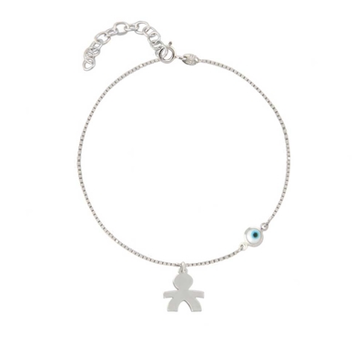 Loisir Sterling Silver Bracelet 02L01-03372 Little Boy with Platinum Plating and Precious Stones (Eye)