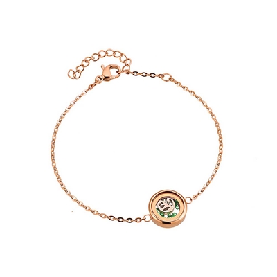 Loisir Stainless Steel Bracelet 02L27-00727 Birthday Locket May with Precious Stones (Quartz Crystals) and Ion Plated Rose Gold