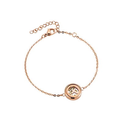 Loisir Stainless Steel Bracelet 02L27-00730 Birthday Locket August with Precious Stones (Quartz Crystals) and Ion Plated Rose Gold