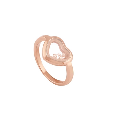 Loisir Stainless Steel Ring 04L27-00716 Heart with Precious Stones (Quartz Crystals) and Ion Plated Rose Gold