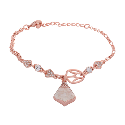 Visetti Bracelet with Rose Gold Brass and Precious Stones (Quartz Crystals). Product Code : AJ-WBR094R