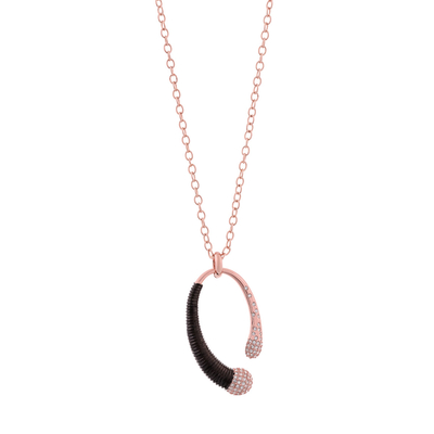 Visetti Necklace with Rose Gold Brass and Precious Stones (Quartz Crystals). Product Code : AJ-WKD095R