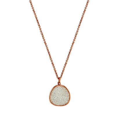 Oxette Sterling Silver Necklace 01X05-02131 with Rose Gold Plating and Precious Stones (Quartz Crystals)