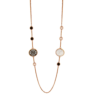 Oxette Necklace 01X15-00049 with Rose Gold Brass and Precious Stones (M.O.P.)