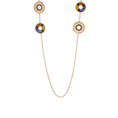Oxette Stainless Steel Rose Gold Necklace 01X27-00300 with semi precious stones (enamel)