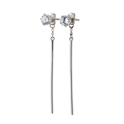 Oxette Sterling Silver Earrings 03X01-02556 with Platinum Plating and Precious Stones (Zirconia)