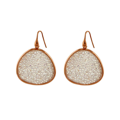 Oxette Sterling Silver Earrings 03X05-01840 with Rose Gold Plating and Precious Stones (Quartz Crystals)