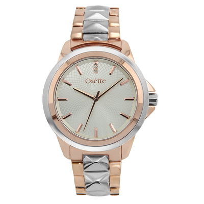 Oxette Stainless Steel Watch 11X05-00506 with rose gold and silver case and bracelet