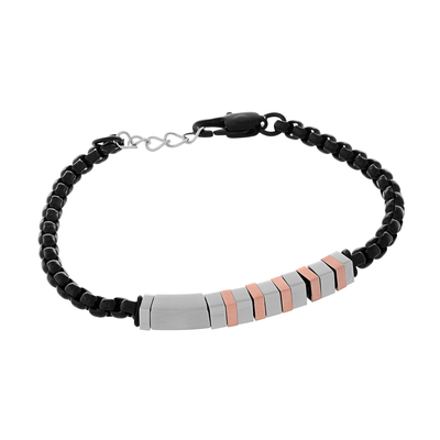 Visetti Stainless Steel Men Bracelet AN-BR018 with Ion Plated Black and Rose Gold