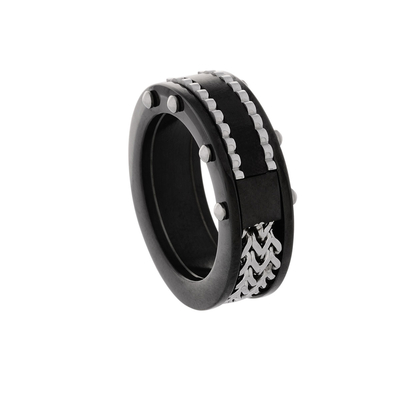Visetti Stainless Steel Men Ring AN-RG003 with Ion Plated Black