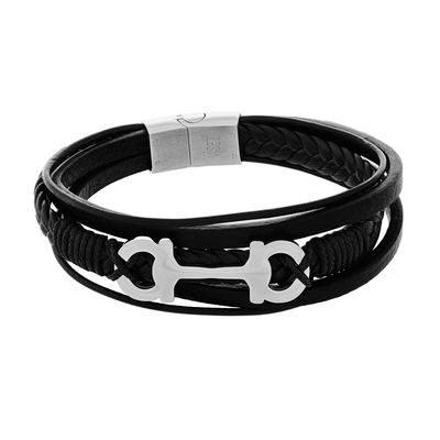 Visetti Stainless Steel Men Bracelet HT-BR002 with Leather Strap