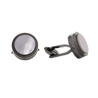 Visetti Stainless Steel Cufflinks MJ-MN031 with Ion Plated Black and Mineral Stones