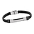 Visetti Stainless Steel Men Bracelet TC-BR042B with Leather Strap and Ion Plated Black