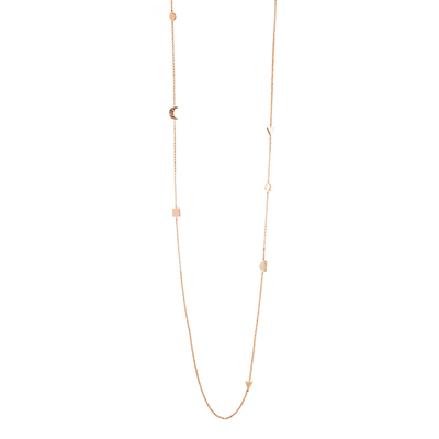 Loisir Necklace 01L15-00510 with Rose Gold Brass and Precious Stones (Zirconia)