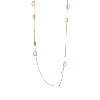 Loisir Rose Gold Stainless Steel Necklace 01L27-00653 heart with precious stones (M.O.P.)