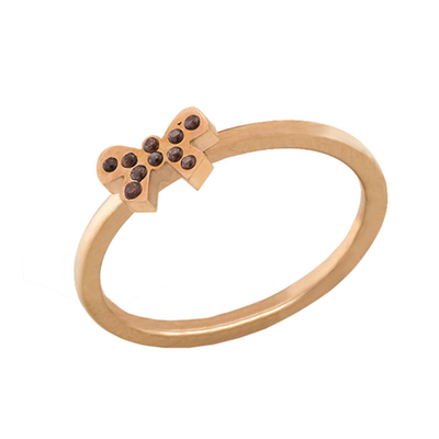 Loisir Stainless Steel Ring 04L27-00727 Bow with Precious Stones (Quartz Crystals) and Ion Plated Rose Gold
