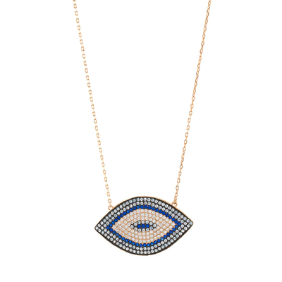 Oxette Sterling Silver Necklace Eye 01X05-02142 with Rose Gold Plating and Precious Stones (Zirconia)