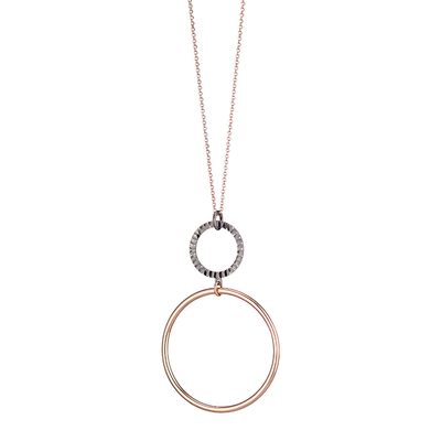 Oxette Sterling Silver Necklace Hoops 01X05-02156 with Platinum and Rose Gold Plating