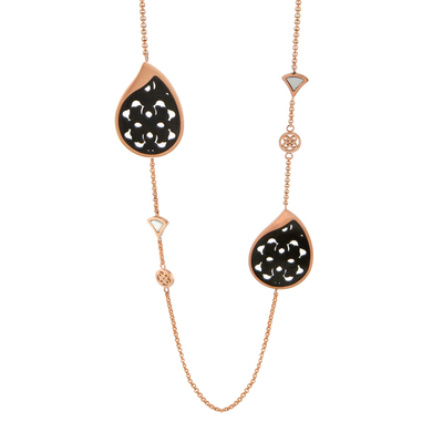 Oxette Stainless Steel Rose Gold Necklace 01X27-00304 with semi precious stones (mother of pearl)