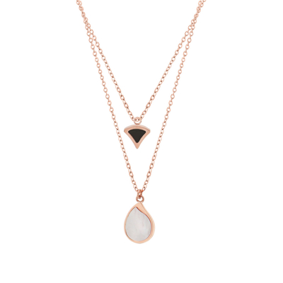 Oxette κολιέ 01X27-00306 από ροζ χρυσό ανοξείδωτο ατσάλι (Stainless Steel) και ημιπολύτιμες πέτρες (mother of pearl)