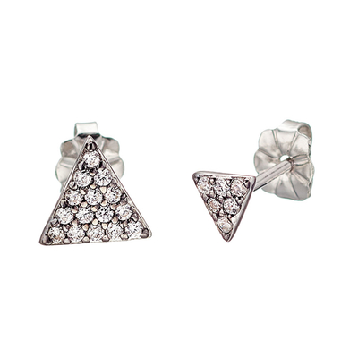 Oxette Sterling Silver Earrings 03X01-02574 Triangle with Platinum Plating and Precious Stones (Zirconia)