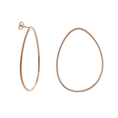 Oxette Sterling Silver Earrings 03X05-01878 Hoops with Rose Gold Plating