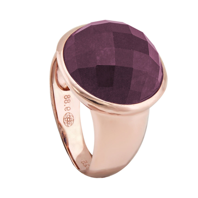 Oxette δαχτυλίδι 04X05-00982 από ροζ επιχρυσωμένο ασήμι 925ο με ημιπολύτιμες πέτρες (Κρύσταλλοι Quartz)