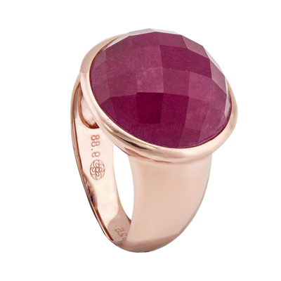 Oxette δαχτυλίδι 04X05-01276 από ροζ επιχρυσωμένο ασήμι 925ο με ημιπολύτιμες πέτρες (Κρύσταλλοι Quartz)
