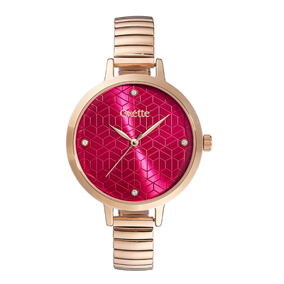 Oxette ρολόι 11X05-00518 από ανοξείδωτο ατσάλι με ροζ χρυσή επιμετάλλωση στην κάσα και επεκτεινόμενο μπρασελέ