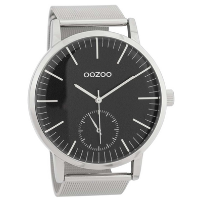 OOZOO Timepieces C9623 unisex watch with silver metallic frame and silver metal band