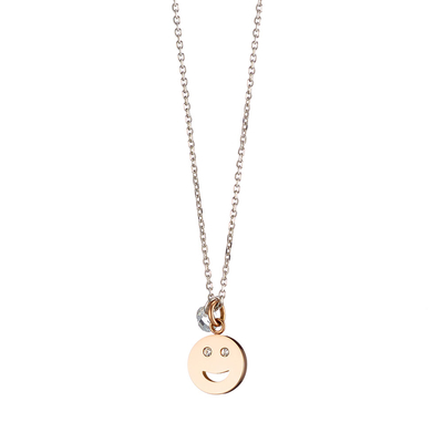 Loisir Stainless Steel Necklace 01L03-00448 emoji with Precious Stones (Quartz Crystals) and Ion Plated Rose Gold