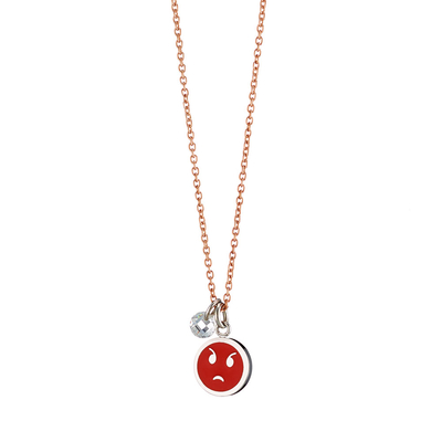 Loisir Stainless Steel Necklace 01L27-00672 emoji with Precious Stones (Quartz Crystals) and Ion Plated Rose Gold