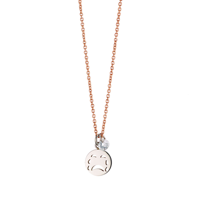 Loisir Stainless Steel Necklace 01L27-00679 emoji with Precious Stones (Quartz Crystals) and Ion Plated Rose Gold