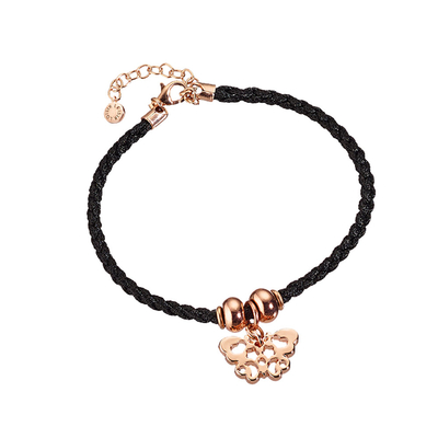 Loisir Bracelet 02L15-00572 Butterfly with Rose Gold Brass and Cord