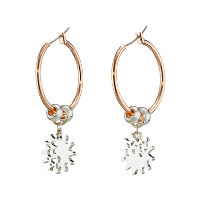 Loisir Earrings 03L15-00164 Hoops with Silver and Rose Gold Brass