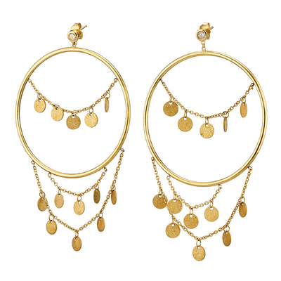 Loisir Stainless Steel Earrings 03L27-00529 hoops with Ion Plated Gold
