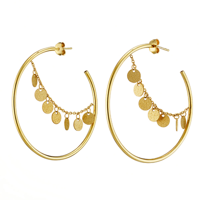 Loisir Stainless Steel Earrings 03L27-00530 hoops with Ion Plated Gold