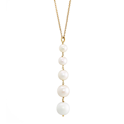 Oxette Sterling Silver Necklace 01X05-02182 with Gold Plating and Precious Stones (Pearls)