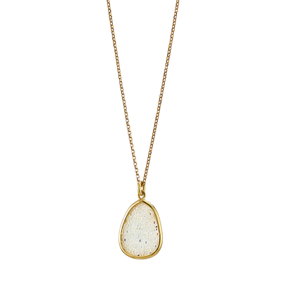 Oxette Sterling Silver Necklace 01X05-02249 with Gold Plating and Precious Stones (Quartz Crystals)