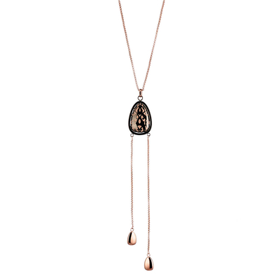Oxette 01X27-00312 Rose Gold and Gun Metal Stainless Steel Necklace with Precious Stones (Enamel)