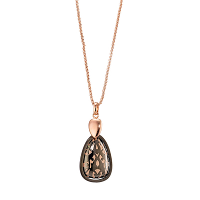 Oxette 01X27-00313 Rose Gold and Gun Metal Stainless Steel Necklace with Precious Stones (Enamel)