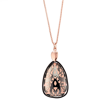 Oxette 01X27-00314 Rose Gold and Gun Metal Stainless Steel Necklace with Precious Stones (Enamel)