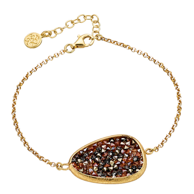 Oxette 02X05-01699 Sterling Silver Bracelet with Gold Plating and Precious Stones (Quartz Crystals)
