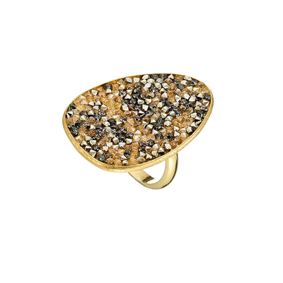 Oxette 04X05-01339 Sterling Silver Ring with Gold Plating and Precious Stones (Quartz Crystals)